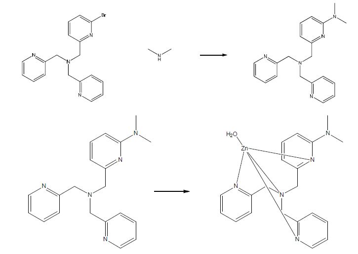 TPMANMe2-M-OH2의 합성 메카니즘.
