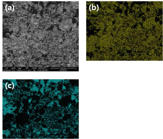 30EP after the sintering at 1850℃(a) SEM image (b) EDS mapping of Zr and (c) Si