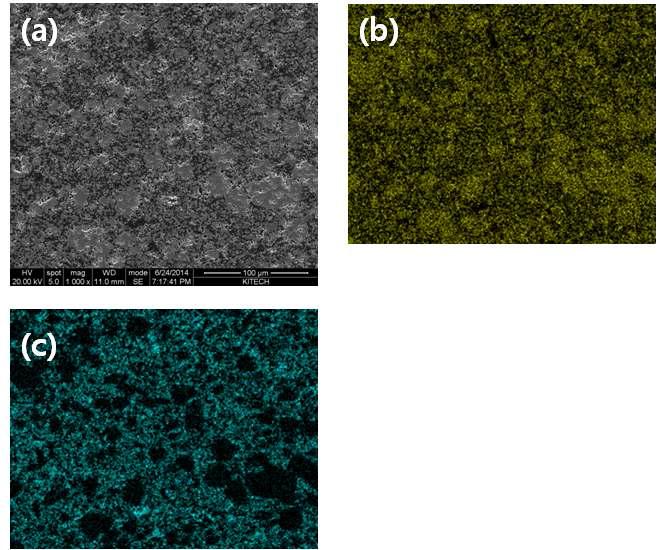 30NP after the sintering at 1850℃(a) SEM image (b) EDS mapping of Zr and (c) Si