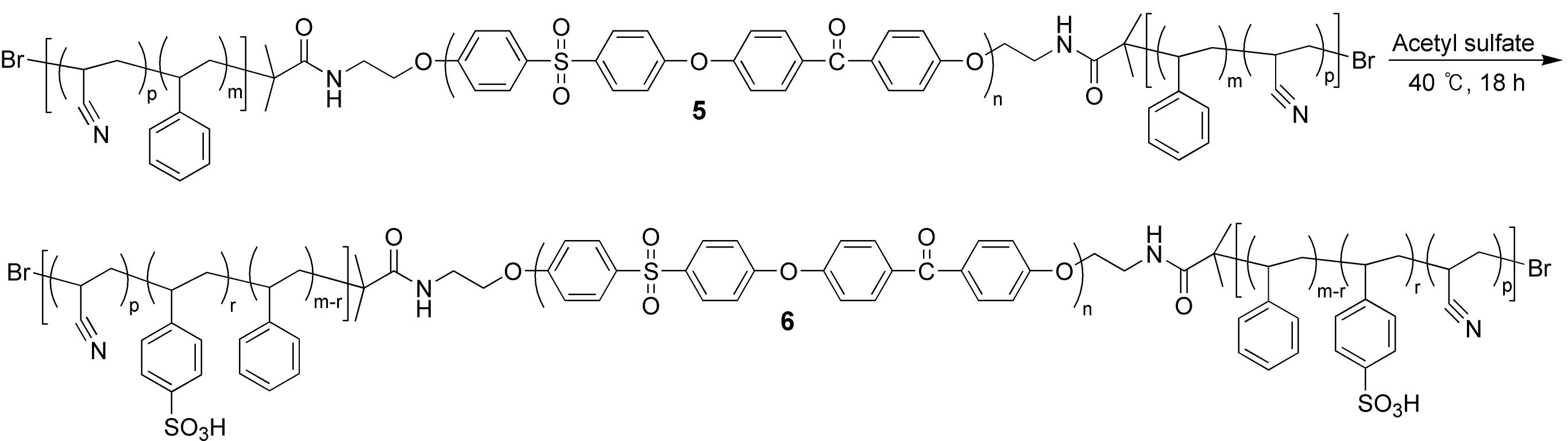 PSEK-b-PAN의 sulfonation.