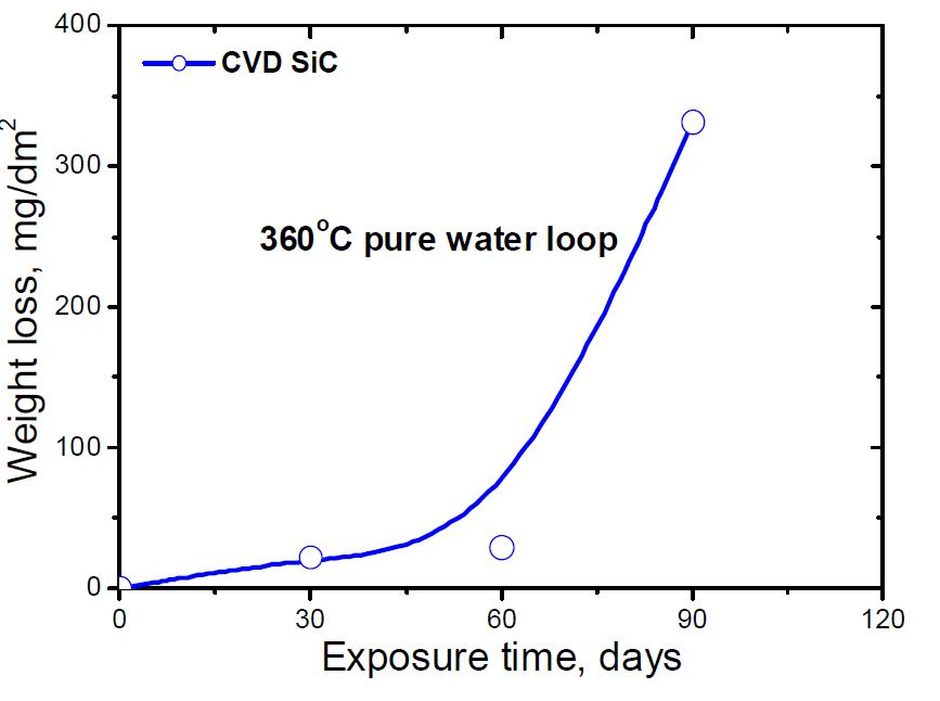 Corrosion behavior of the CVD SiC in the 360℃ pure water loop.