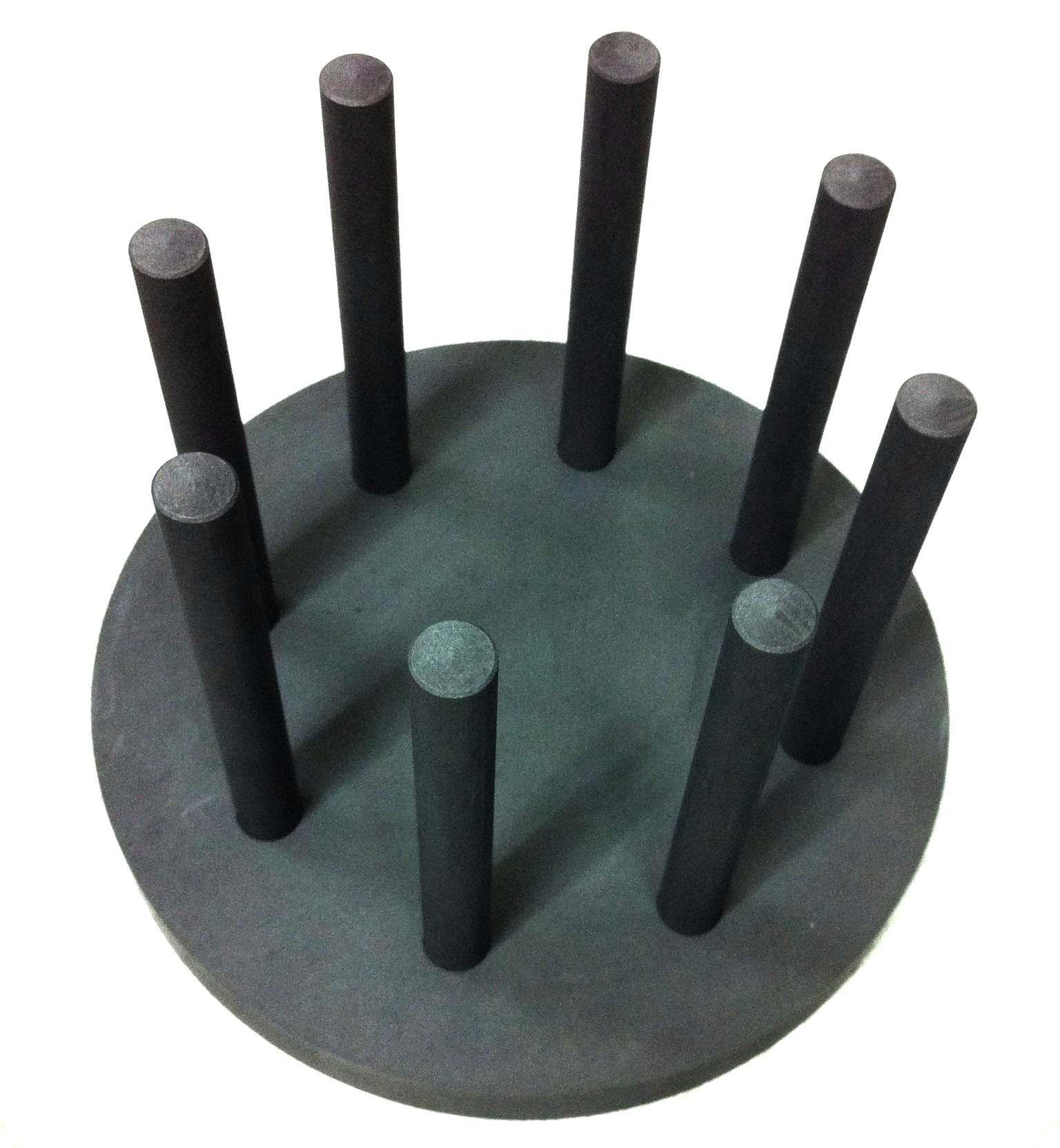 Graphite substrate rods for SiC deposition.