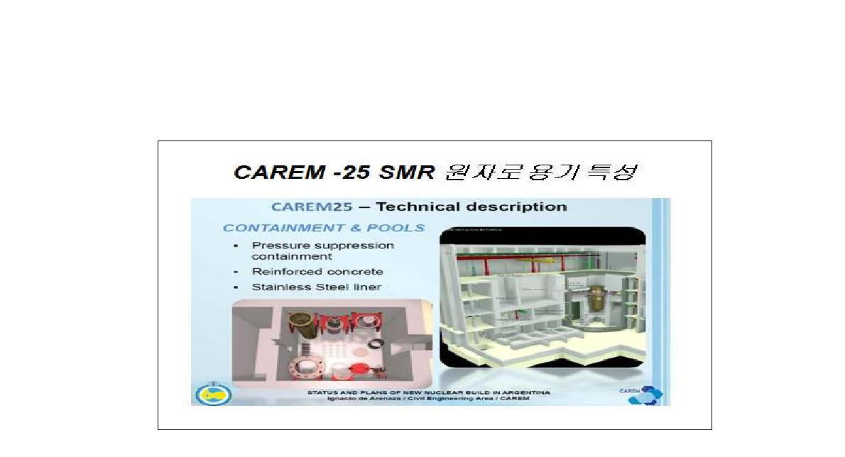 CAREM-25 SMR 원자로 용기 특성, www.iaea.org