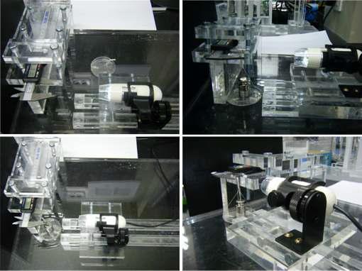 AM2011 Dino-Lite Basic USB 현미경을 이용하여 0 g ~ 200 g에 대한 각각의 하중(g)에 대한 영상을 실시간으로 기록하도록 함