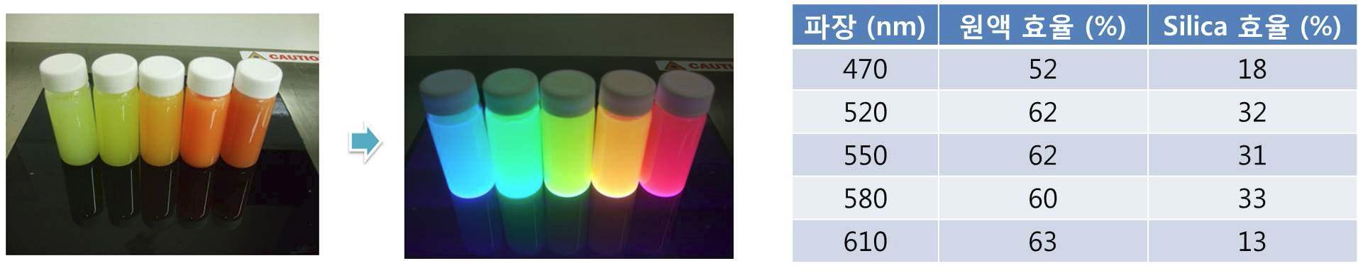 Quantum dot square의 다양한 fluorescence image