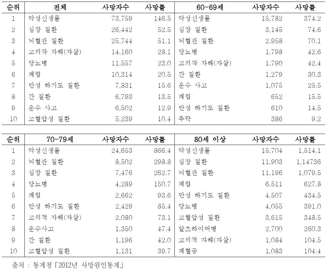 연령별 사망원인 순위