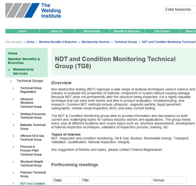 영국 TWI (The welding institute)의 NDT 기술 그룹 운영 현황