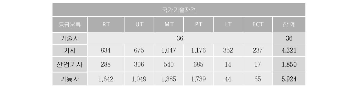 국가기술자격 보유자 현황(한국비파괴검사협회)