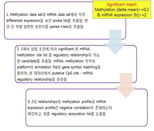 methylation-mRNA 발현 통합 분석의 수행도