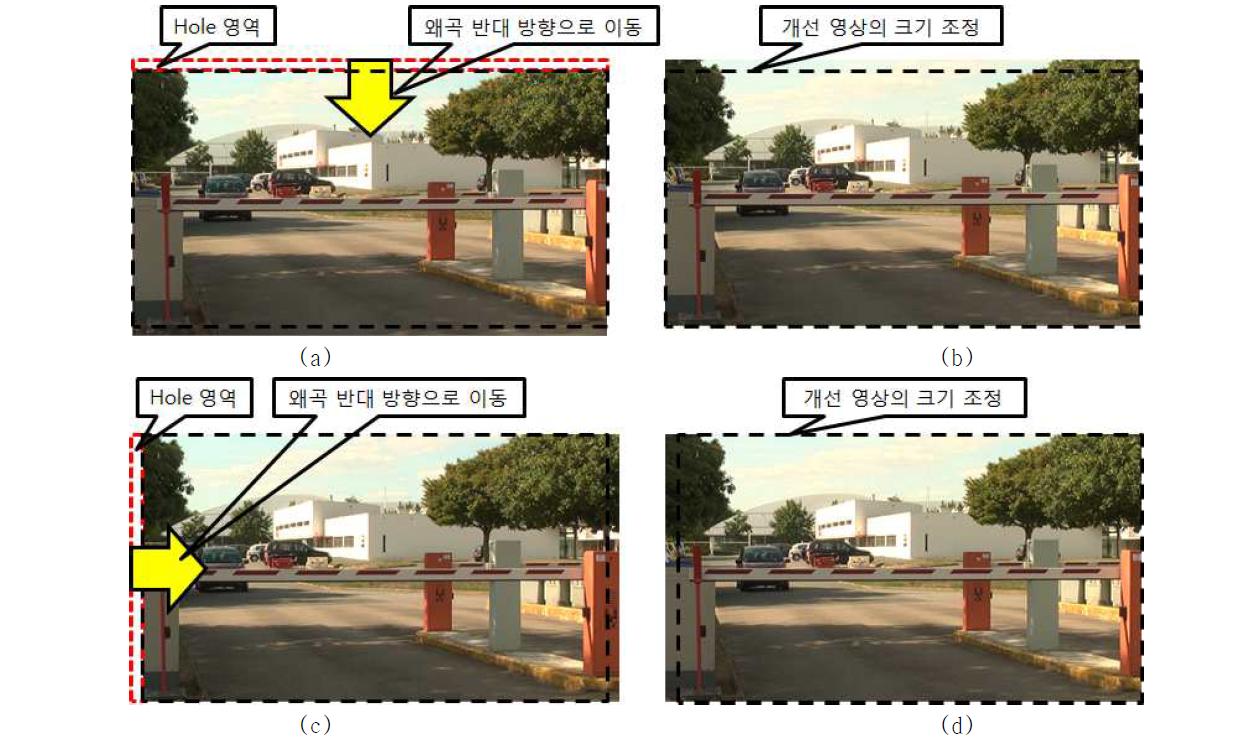 수직/수평 오차를 개선한 영상의 예.