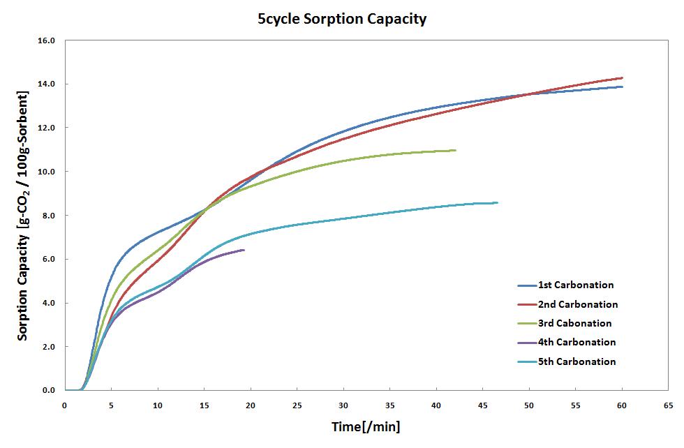 PKM-1의 CO2 흡수능 곡선