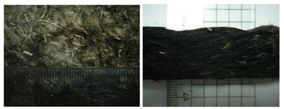 제조된 전극 RCFE12에 대한 표면(左) 및 단면(右)에 대한 사진