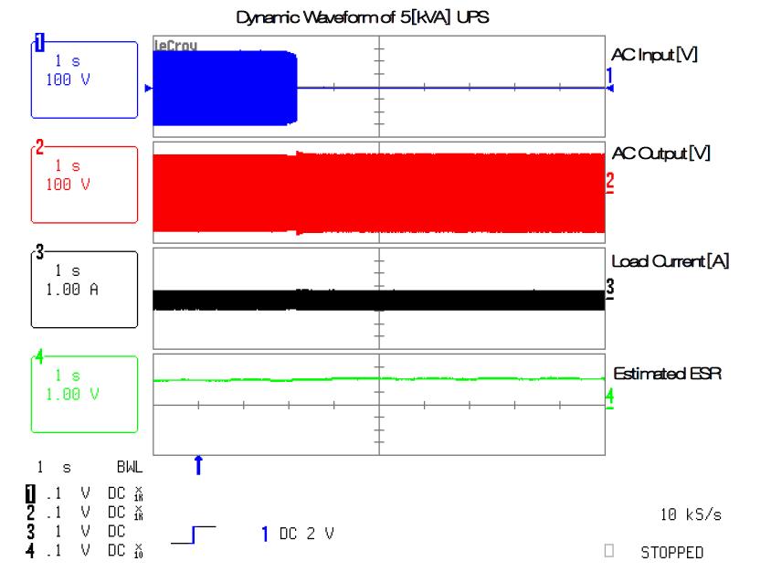 5[kVA] UPS의 정전시의 동작과 ESR 실험파형