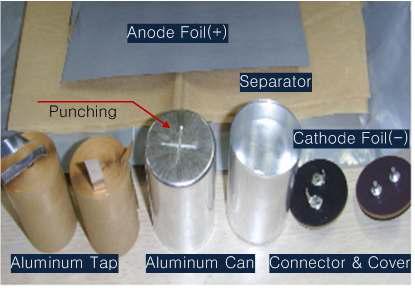 알루미늄 전해 커패시터의 부품 구성
