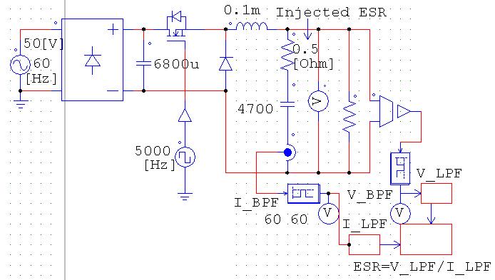 ESR 추정을 위한 부스트 컨버터의 모의회로