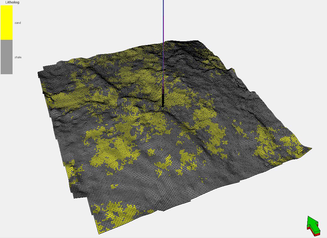 Facies modeling result showing spatial distribution of lithology.