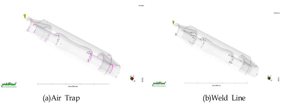 Air Trap과 Weld Line 분포도