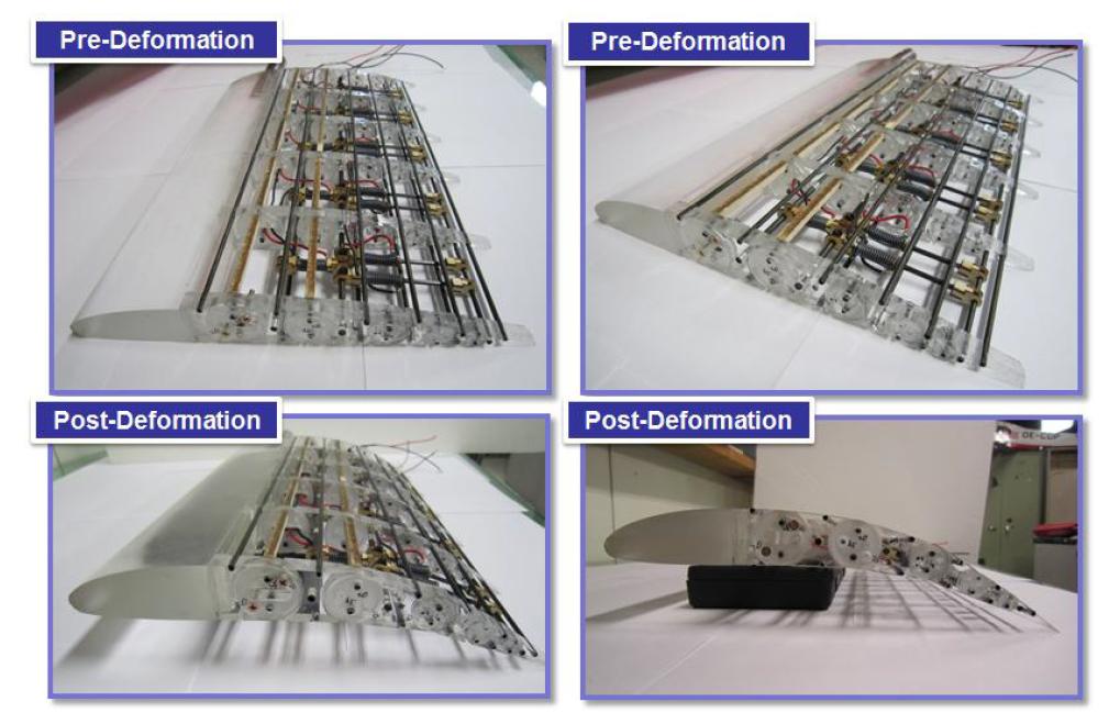SMA Morphing Flap Wing (6단) (상) 변형 전, (하) 변형 후