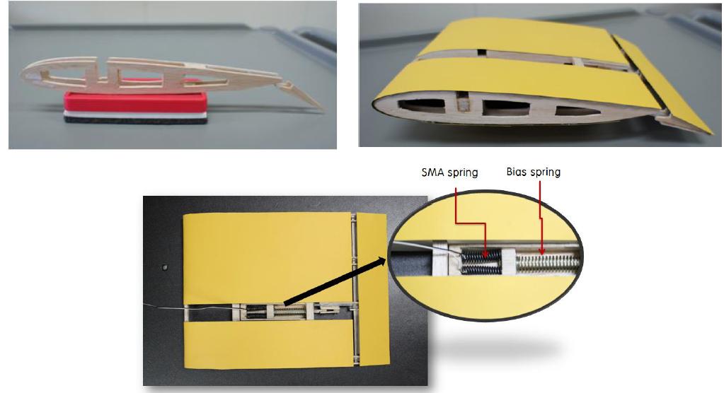 Flap wing system with SMA spring linear actuator