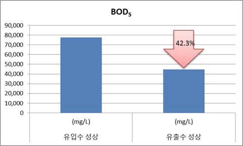 전처리 후 BOD5 변화