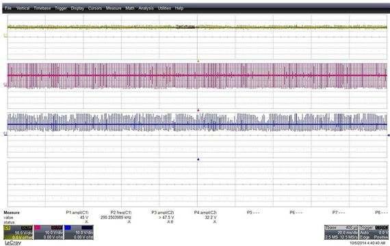 SMPS chip의 입력, 스위칭, 출력 파형