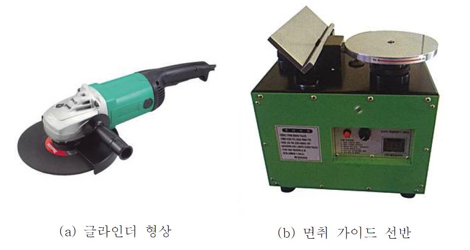 글라인더와 면취 가이드 선반