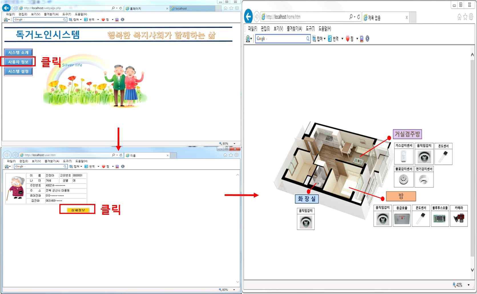 독거노인 돌보미 시스템 사용자정보