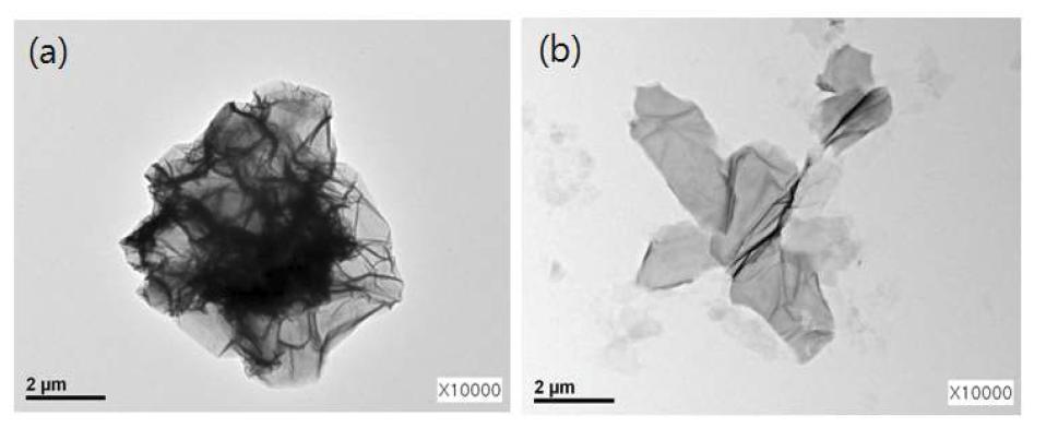 S-GO 와 F-GO의 TEM 이미지