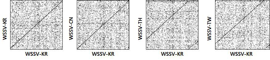 Dot plot comparison of WSSV-KR with other WSSV isolates.