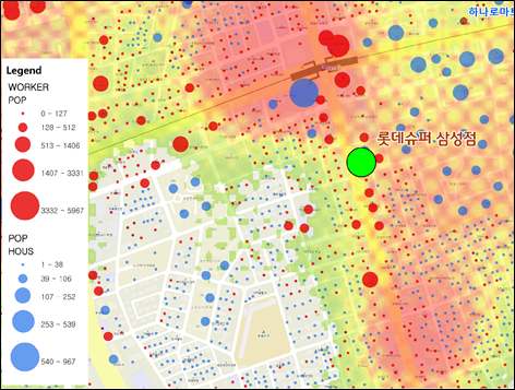 유동인구와 주거인구 분석 결과