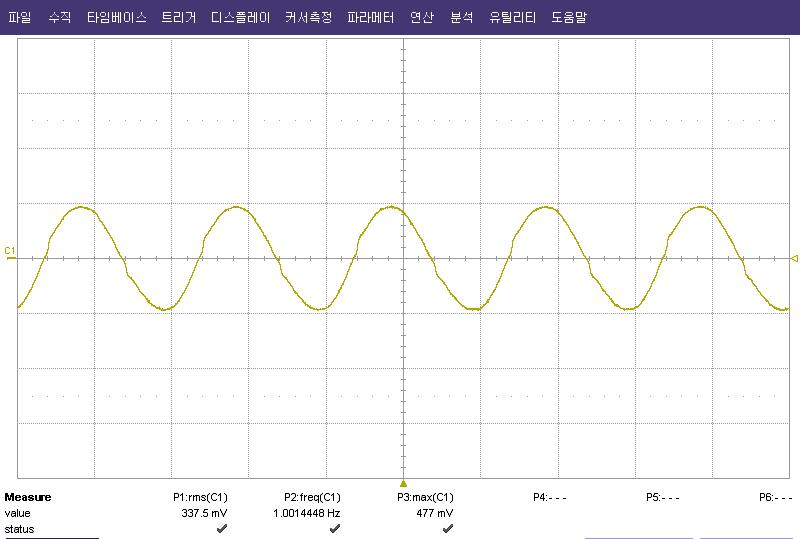 PCGE-F-1.00, 축소모형, 부하 10kΩ 시험 파형