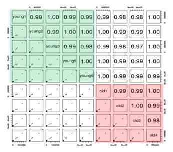 각 샘플들의 methylation density 비교