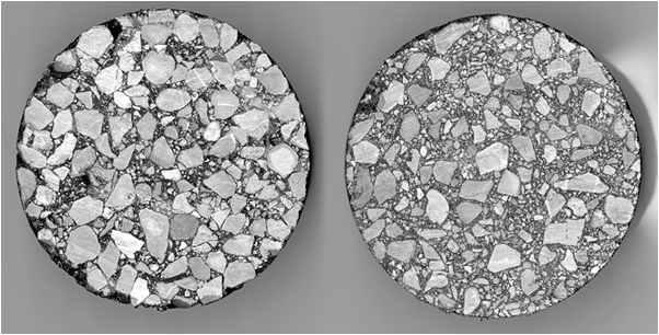 일반아스팔트혼합물의공시체단면비교