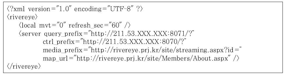 RiverEye.xml 환경설정 파일