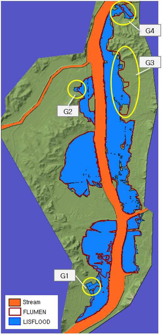 범람면적 비교(FLUMEN & LISFLOOD)
