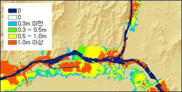 홍수 침수 예상 지도 예시
