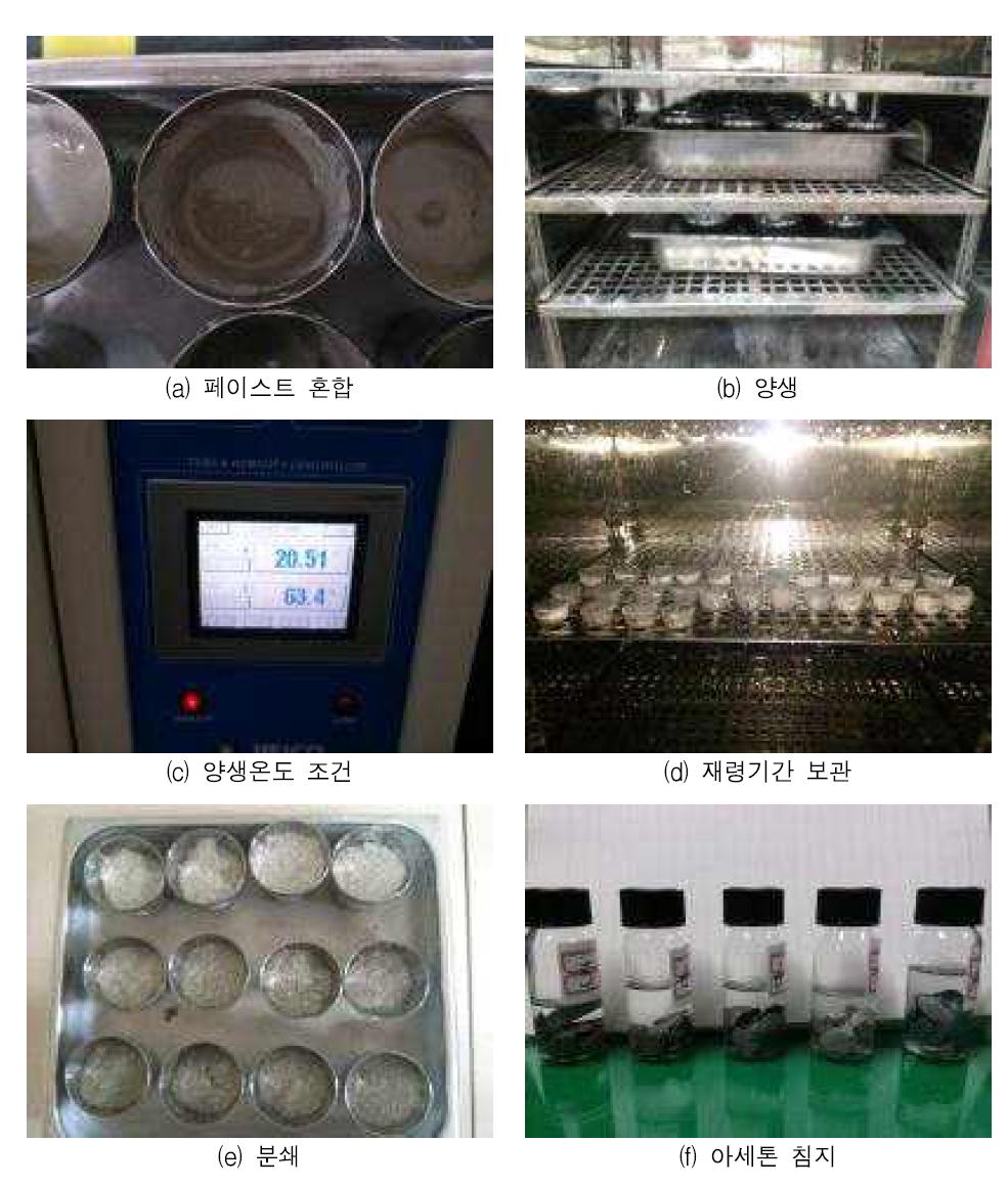 시멘트 수화특성 시험체 제작 과정