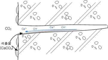 콘크리트내 자기치유 모식도