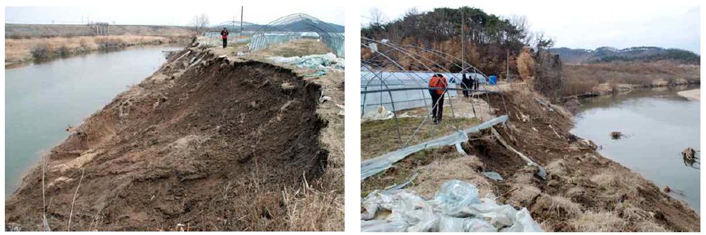 부여군 규암면 지천의 침식 피해