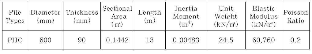 해석대상 말뚝의 제원