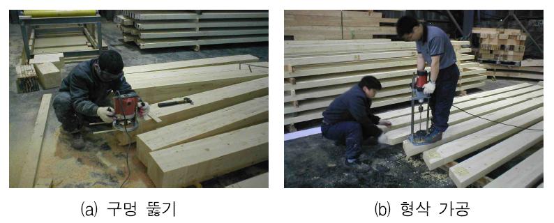 집성재의 구멍 뚫기 및 형삭 가공