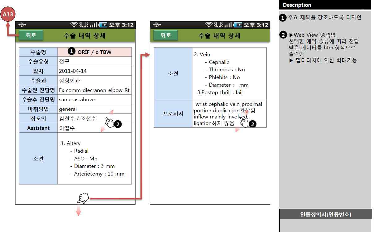 암환자 수술기록 조회