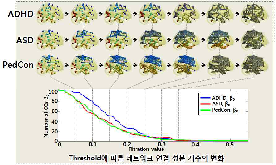 스케일에 따른 브레인 네트워크 연결 성분 개수의 변화를 이용한 그룹 간 비교