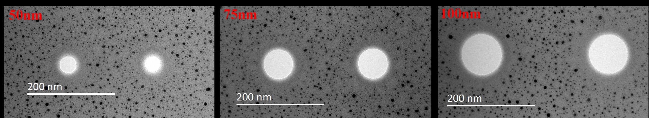 TEM image of nanoholes produced by FIB