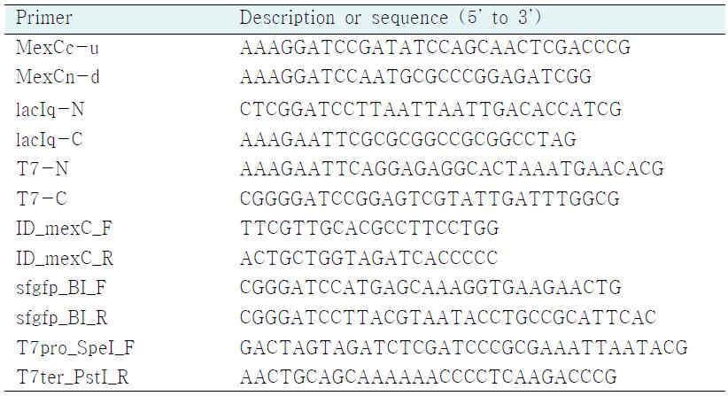 The primers used in this study