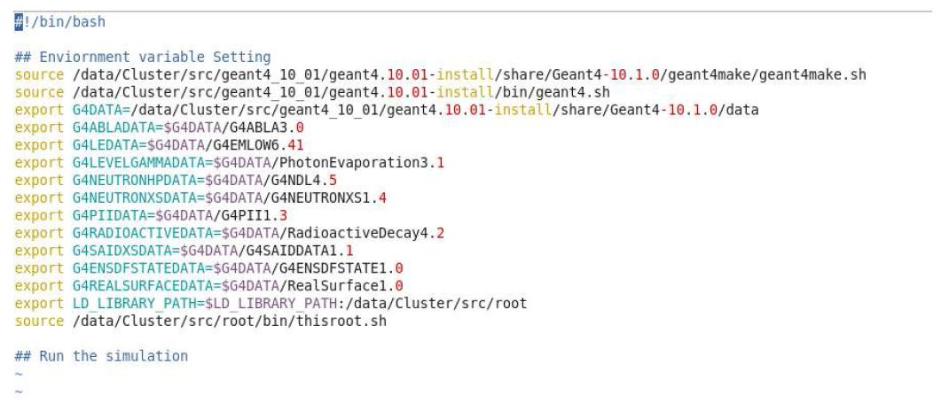 Geant4 클러스터 운영 소프트웨어의 setting.sh 스크립트