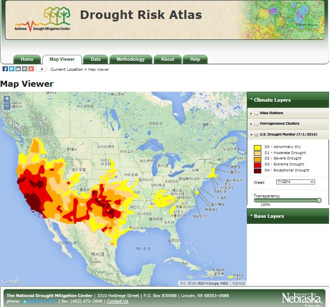 가뭄 위험지도를 제공하는 Drought Risk Atlas