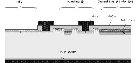 Laser tracker 용 silicon detector 시제품 개발 위한 소자 단면 모식도