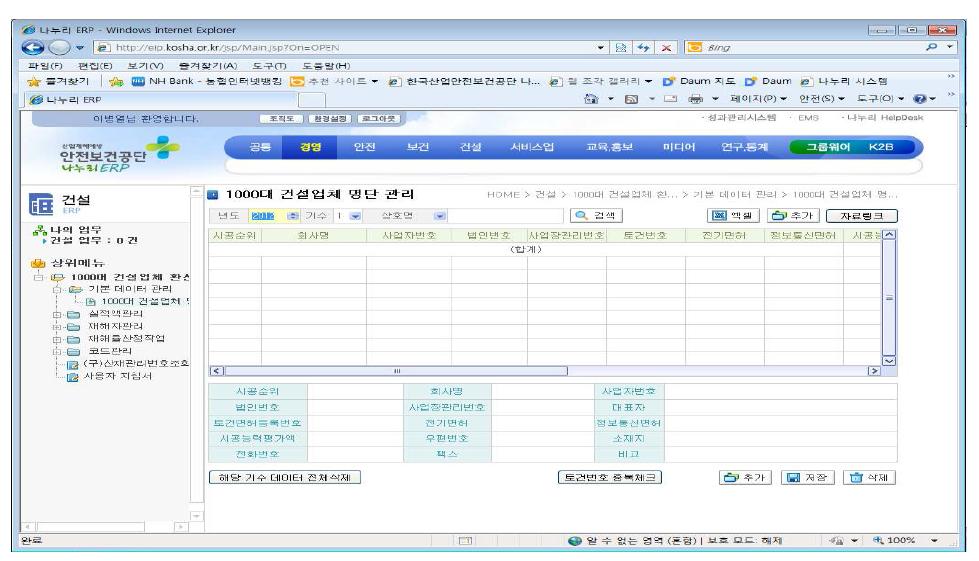 환산재해율 관리 시스템 업체 관리