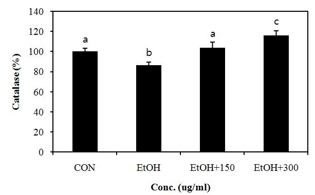 Effect of PYGP on the catalase activity in rat liver.